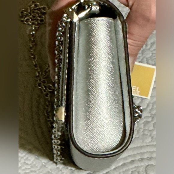 Michael Kors Silver Leather Clutch